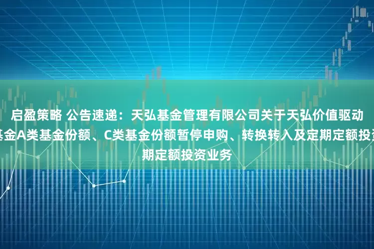 启盈策略 公告速递：天弘基金管理有限公司关于天弘价值驱动混合基金A类基金份额、C类基金份额暂停申购、转换转入及定期定额投资业务