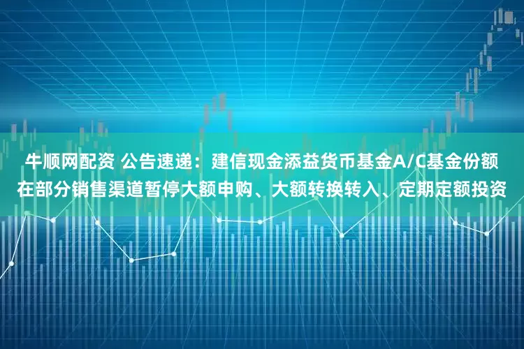 牛顺网配资 公告速递：建信现金添益货币基金A/C基金份额在部分销售渠道暂停大额申购、大额转换转入、定期定额投资