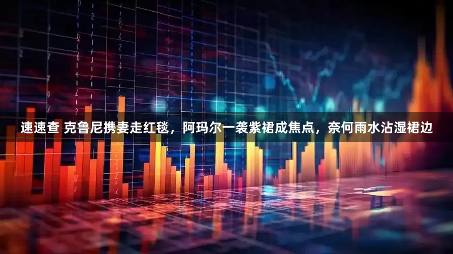 速速查 克鲁尼携妻走红毯，阿玛尔一袭紫裙成焦点，奈何雨水沾湿裙边